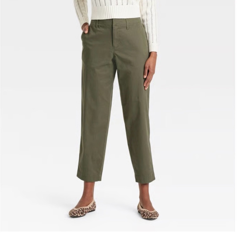 Women's High-Rise Tapered Ankle
Chino Pants - A New Day™ Olive - Picture 4 of 4